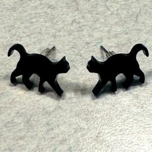 Black Cat Silhouette Post Earrings